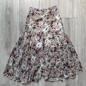 (New) Floral A-Line Chiffon Skirt with ruffle hems